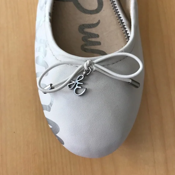 Sam Edelman White Leather Flats with Silver Accents - Picture 6 of 6